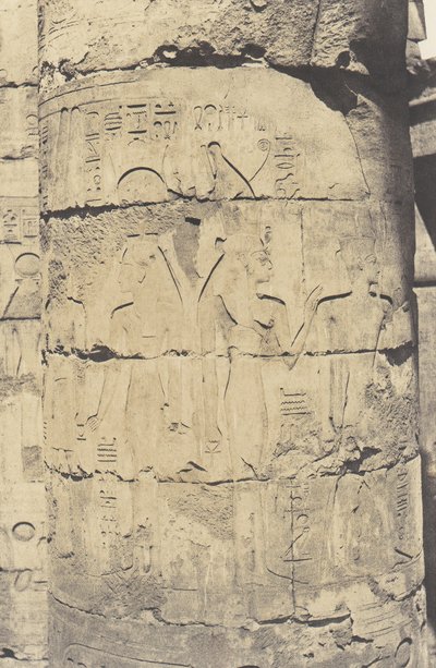 Karnak Theben, Palace - Hypostyle Hall - Central Colonnade - Decor..., 1851-52, trykt 1853-54. af Félix Teynard