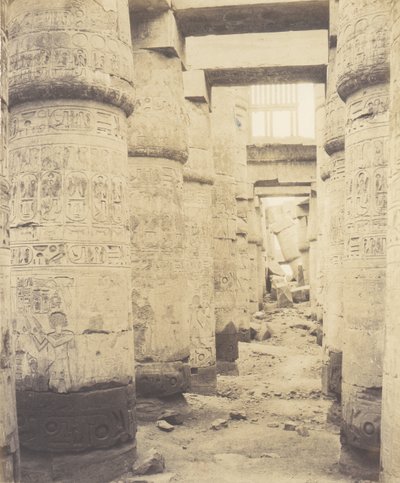 Karnak Theben, Palace - Hypostyle Hall - Vindue og hovedstæder i ..., 1851-52, trykt 1853-54. af Félix Teynard