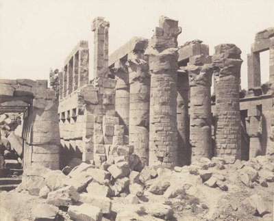 Karnak Theben, Palace - Hypostyle Hall - Generelt billede taget fra Point Q, 1851-52, trykt 1853-54. af Félix Teynard