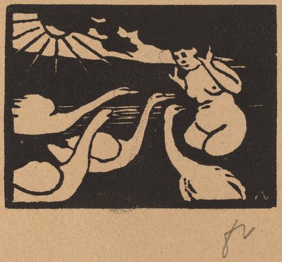 Bather med svaner (svaner Baigneuse) af Félix Vallotton