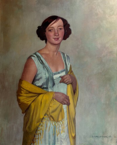 Portræt af en dame med et gult tørklæde af Félix Vallotton
