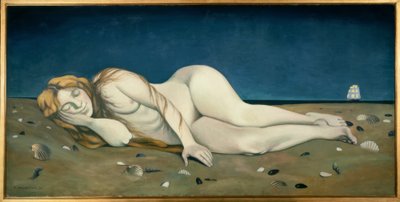 Sovende badegæst på sandet af Félix Vallotton