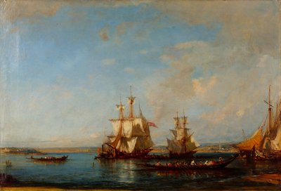 Kajakker og sejlbåde ved Bosporus af Félix Ziem