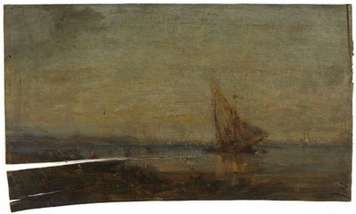 Foran Martigues, det gule sejl, ca. 1875 (olie på træ) af Félix Ziem