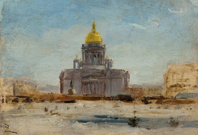 Sankt Petersborg, Sankt Isaac, mellem 1-1844 og 9-1844 (olie på papir på lærred) af Félix Ziem