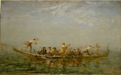 The caïque, mellem 1880 og 1890 (olie på træ) af Félix Ziem