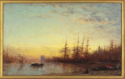 Havnen i Marseille ved solnedgang, mellem 1890 og 1895 (olie på lærred) af Félix Ziem