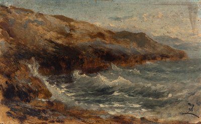 Bølgen, mellem 1850 og 1860 (olie på papir på lærred) af Félix Ziem