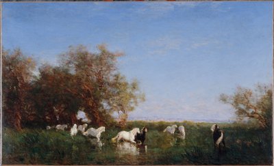 Vilde heste i Camargue, mellem 1890 og 1895 (olie på lærred) af Félix Ziem