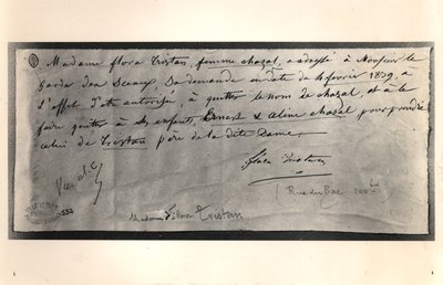 Autograferet brev fra Flora Tristan (1803-44) til den franske justitsminister med anmodning om skilsmisse, 4. februar 1839 af Flora Tristan