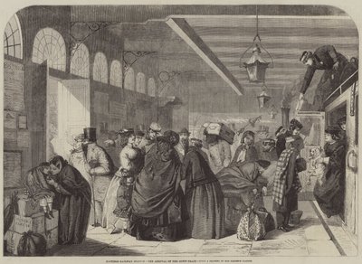 Hastings Railway Station, ankomsten af Down-toget af Florence Claxton