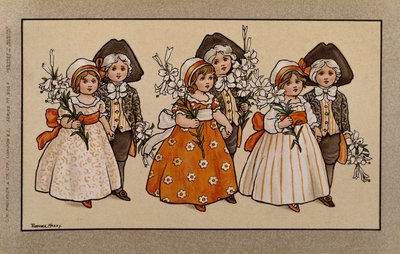 Liljer, victoriansk kort af Florence Hardy
