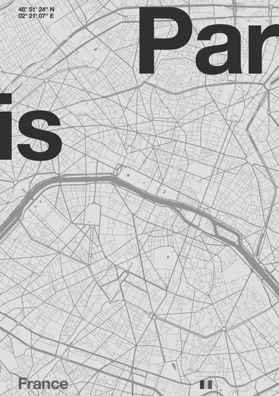 Paris Minimal kort af Florent Bodart