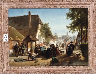 Frokost på kroen, 1886 af Florent Nicolas Crabeels