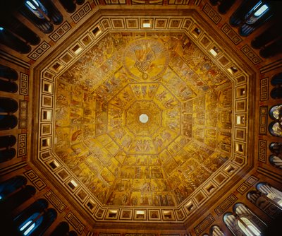 Kuppelformet loft af St Johns Baptistry, Firenze (mosaik) af Florentine School