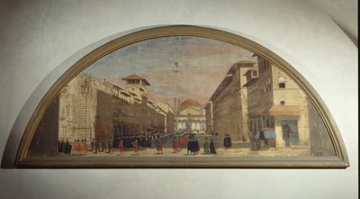 Lunette med udsigt over Via de Servi, Firenze af Florentine School
