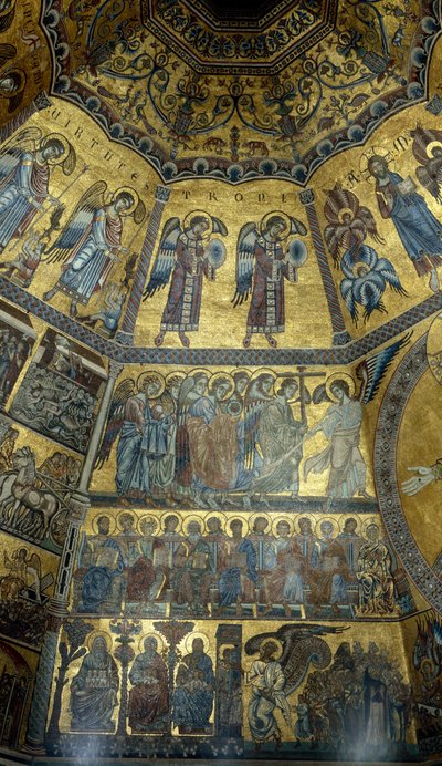 Mosaik på det hvælvede loft i St Johns Baptistry, Firenze (mosaik) af Florentine School