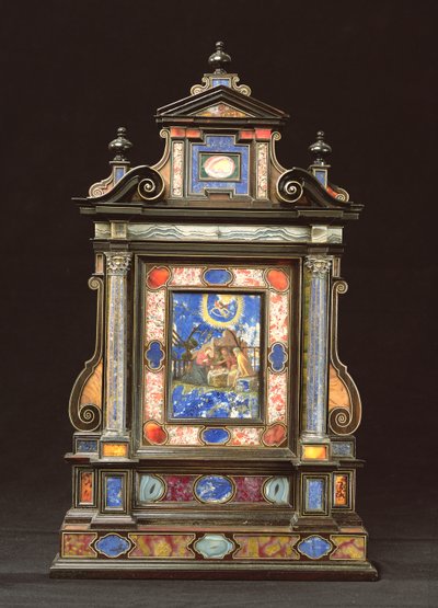 Bærbar altertavle, med fødselaren, florentinsk (pietra dura) af Florentine School