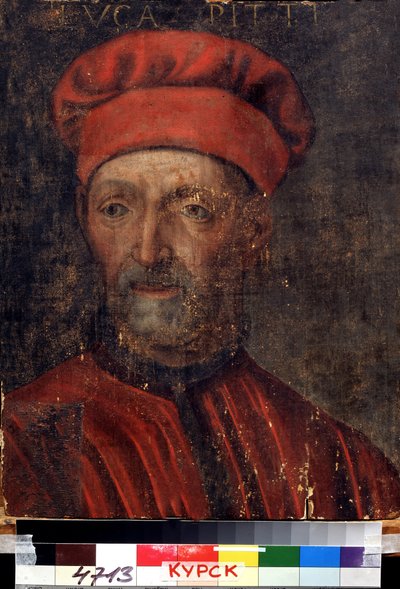 ""Portræt af den velhavende florentinske bankmand Luca Pitti (1394-1472)"" Han gav sit navn til Palazzo Pitti) Maleri af den florentinske skole fra begyndelsen af ​​det 16. århundrede Regional Deineka Art Gallery, Kursk Rusland af Florentine School