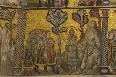 Baptisternes prædiken (mosaik) af Florentine School