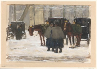 Vogne og kuske i sneen af Floris Arntzenius