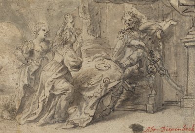 Philomela, Procne og den thrakiske kong Tereus af Follower of Abraham van Diepenbeeck
