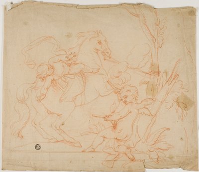 Putto skyder mod Putto til hest af Follower of Charles Le Brun