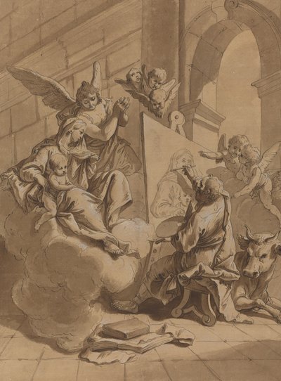 Sankt Lukas maler jomfruen af Follower of Francesco Fontebasso