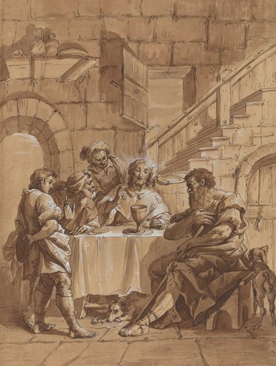 Aftensmad i Emmaus af Follower of Francesco Fontebasso