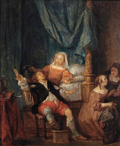 Den fortabte søn på bordellet af Follower of Gabriël Metsu