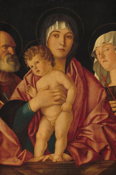 Madonna og barn med hellige af Follower of Giovanni Bellini
