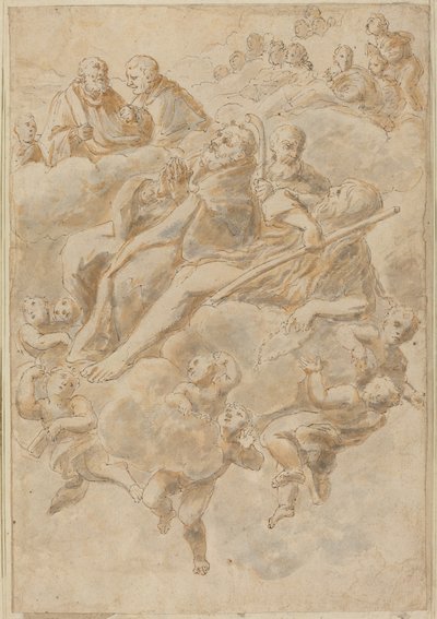 En helgens ekstase af Follower of Giovanni Lanfranco