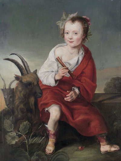 En ung pige () med fløjte og geder af Follower of Jacob Gerritsz. Cuyp