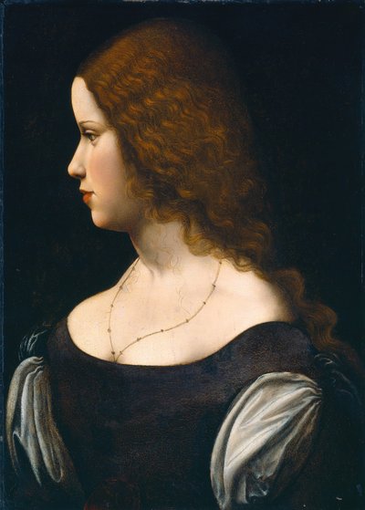 Portræt af en ung dame af Follower of Leonardo da Vinci