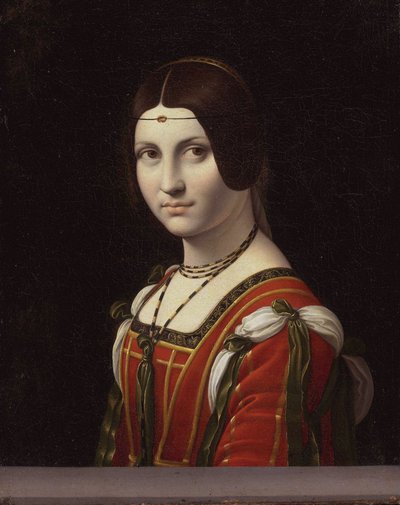 Portræt af en kvinde, kaldet "La Belle Ferronnière" af Follower of Leonardo da Vinci