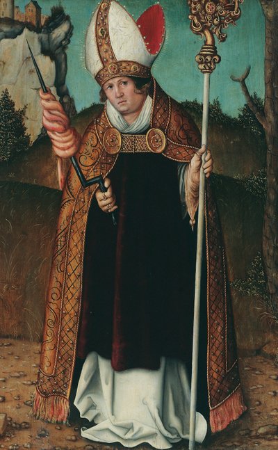 German:  Hl. Erasmus Saint Erasmus af Follower of Lucas Cranach the Elder