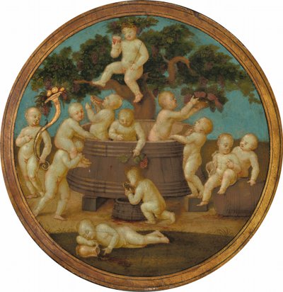 Putti med en vinpresse af Follower of Raphael