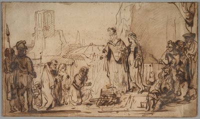 Scipio returnerer den spanske brud til sin familie af Follower of Rembrandt van Rijn