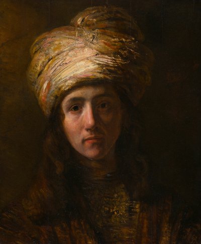 Ung mand i turban af Follower of Rembrandt van Rijn