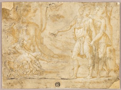 Faustulus og Merentia Opdag Romulus og Remus af Fontainebleau School
