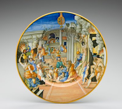 Afbrændingen af Troja, mellem 1570 og 1574 af Fontana Workshop