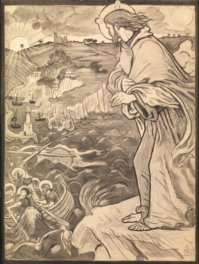 Kristus ser disciplene arbejde ved åren af Ford Madox Brown