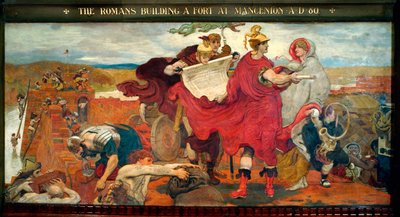 Romerne bygger et fort ved Mancenion 80 e.Kr af Ford Madox Brown