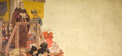 Wycliffe på hans retssag, 1893. af Ford Madox Brown