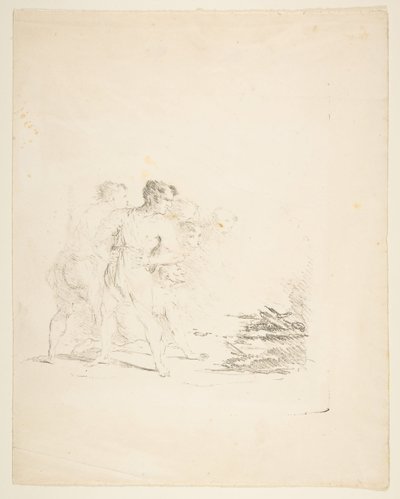 Mænd spytter mod en ild, ca. 1820-1850. af Formerly attributed to Goya