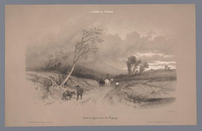Rejsende på en landevej i stormvejr Studier af figurer i et landskab (serietitel) L