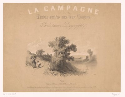 Titelbillede til: Studier af landlige scener med to typer kridt Studier af landlige scener med to typer kridt (serietitel) La kampagnen. Etudes variées aux deux Crayons par les premiers Paysagistes (serietitel på objekt) af Fortuné Ferogio