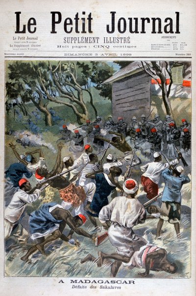 Sakalavas nederlag, Madagaskar, 1898 af Fortuné Méaulle