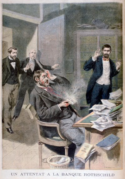 Eksplosion af en brevbombe sendt til Baron Alphonse de Rothschild, 1895 af Fortuné Méaulle