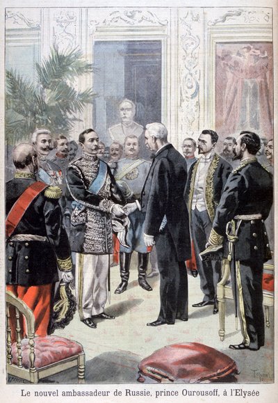 Prins Ourousoff, Ruslands ambassadør i møde med Félix Faure, 1898 af Fortuné Méaulle